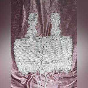 White knit crop top